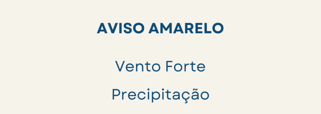 AVISO AMARELO – VENTO FORTE E PRECIPITAÇÃO